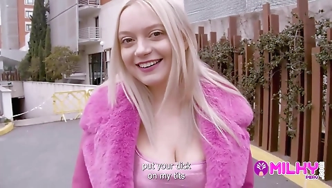 Sexy young blonde fucked by a huge cock